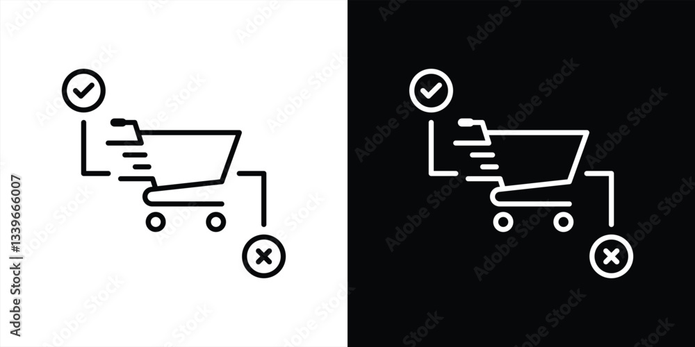 Poster cart icon. add to cart and remove from cart icon collections, online shopping simple style thin line