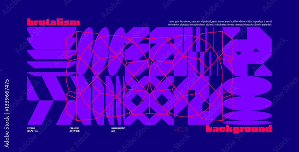 Poster brutalism abstract vector navy blue background with postmodern geometric graphic shapes in y2k aesth