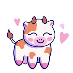 Cute cow vector cartoon illustration