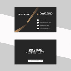 Modern Business Card - Creative and Clean Business Card Template. Luxury business card design template. Elegant dark background with abstract golden wavy lines shiny.