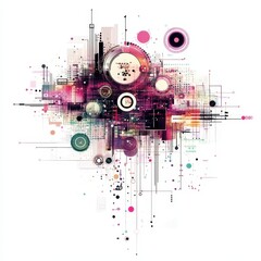 Obraz premium Colorful abstract image depicting a complex network of circular shapes