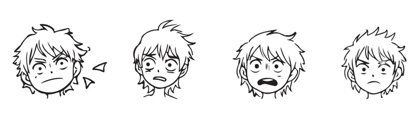 Hand drawn anime manga doodle line elements set Each element is crafted in a sketch like, doodle style for an authentic anime appearance