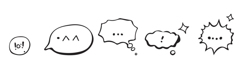 Hand drawn anime manga doodle line elements set The set showcases expressive shapes that convey a wide range of feelings and moods.