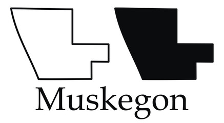 Muskegon city map with black border outline vector