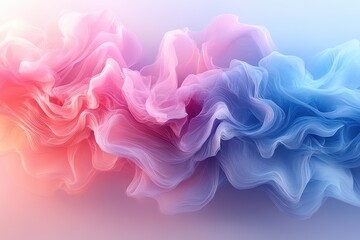 Fototapeta premium Soft Gradients of Pink and Blue Ink Blend Seamlessly, Creating a Dreamy Atmosphere With Evolving Patterns and Textures Against a Pastel Background
