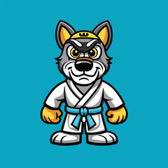 Karate Dog Vector Character Cartoon Illustration