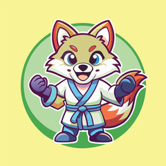 Energetic Karate Fox Character in Vector Illustration for EPS 10