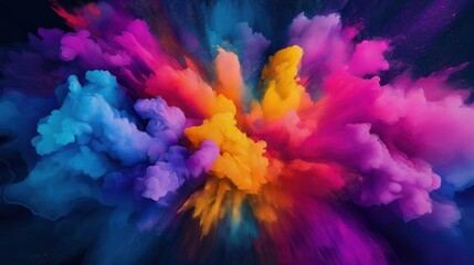 Fototapeta premium Vibrant abstract explosion of colorful clouds on dark background