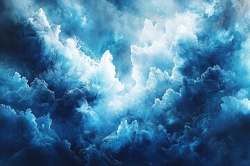 Beautiful and fluffy blue and white cloud formation in the atmosphere