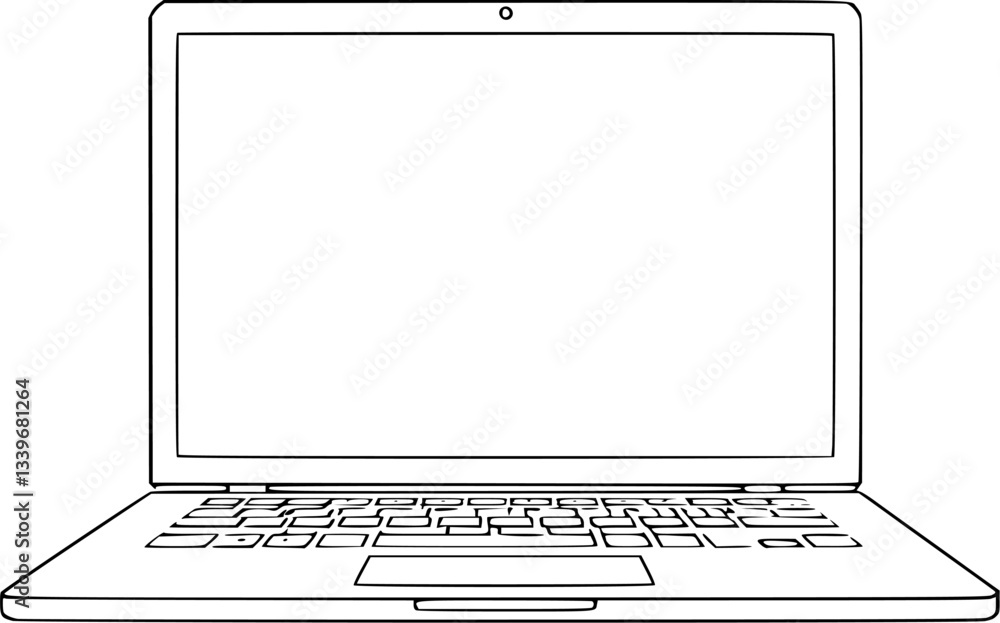 Aufkleber outline of a laptop with an open screen sleek modern computer vector art