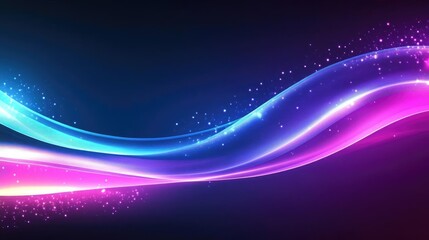 Fototapeta premium Abstract Glowing Wave Background With Blue Pink Purple Gradient Color Transition Effects using Digital Art Tools to Produce Smooth Curved Neon Design Elements With Sparkles and Glitters for Modern