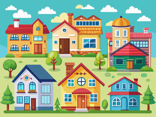 Naklejka premium vector illustration set of house images