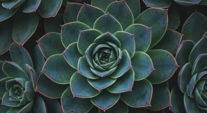 Close Up of Green Succulent Plant with Geometric Leaf Patterns
