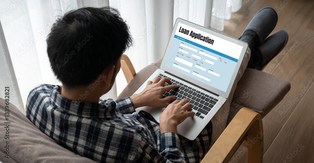 Poster online loan application form for modish digital information collection on the internet network