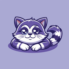 Cartoonish Character of a Lazy Cat Mascot Logo Vector Illustration