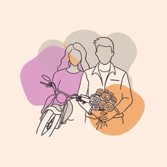 girl & boy wedding bouquet of roses