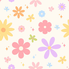 Colorful Spring Floral Pattern on Soft Background