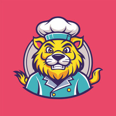 Fototapeta premium Mighty Lion Chef Mascot Character in Bold Vectorial Illustration
