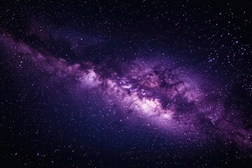 Fototapeta premium Cosmic expanse of the Milky Way galaxy. A vibrant tapestry of purple and violet nebulae, filled with countless stars