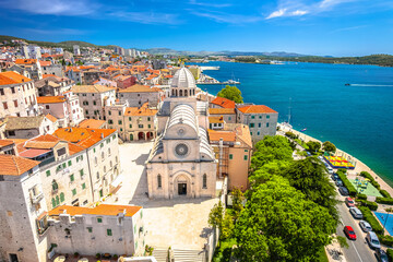 Croatia. Sibenik saint James cathedral aerial view, UNESCO world heritage site