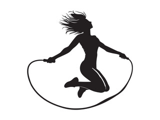 man athlete jumping rope silhouette