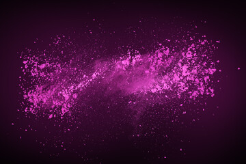 Vibrant purple color dust explosion on dark background