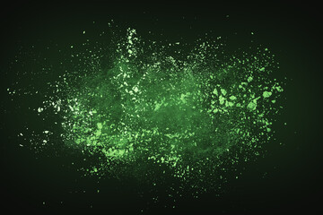 Green color dust explosion on dark background