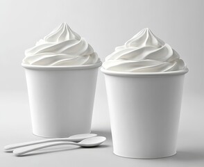 A white matte ice cream cup is mocked up against a white background