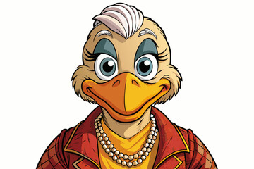 duck portrait with fashion wear in isolated background cartoon