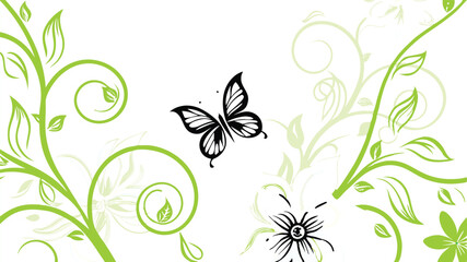 Fototapeta premium floral background with butterflies vector 