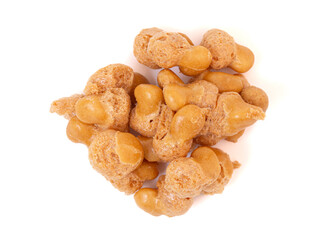 Freeze Dried Small Candy Coated Freeze Dried Caramels Isolated on a White Background