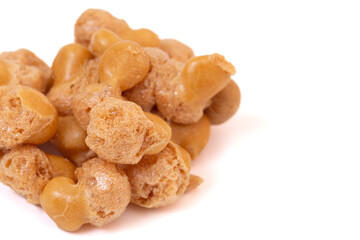 Freeze Dried Small Candy Coated Freeze Dried Caramels Isolated on a White Background