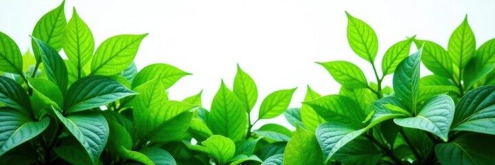 Fototapeta premium Dense green foliage with large leaves isolated on white background, greenery, plant