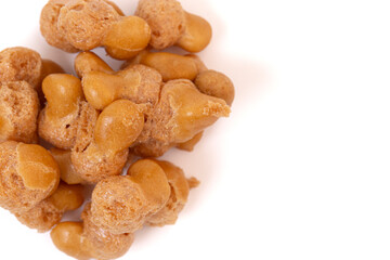 Freeze Dried Small Candy Coated Freeze Dried Caramels Isolated on a White Background