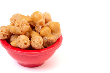 Freeze Dried Small Candy Coated Freeze Dried Caramels Isolated on a White Background