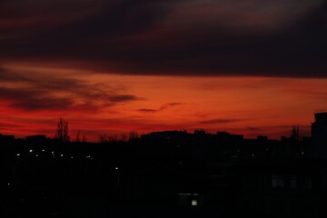 View of beautiful sky over city at sunset
