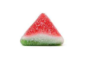 Sugar Covered Gummy Watermelon Candies Isolated on a White Background