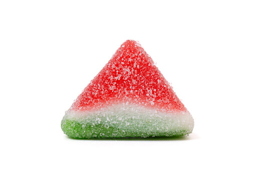 Sugar Covered Gummy Watermelon Candies Isolated on a White Background