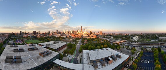 Skyline Majesty: Panoramic Aerial View of Downtown Chicago”