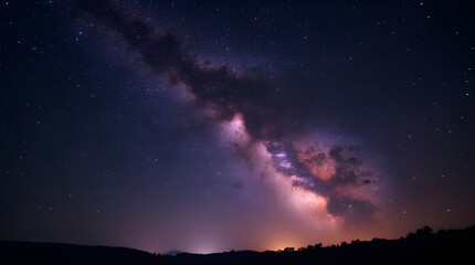 Fototapeta premium Stunning Dark Sky Milky Way Galaxy Stars Nightscape Astrophotography Landscape