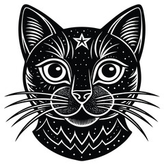 black and white cat vector