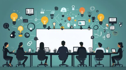 Team collaborating on new ideas in a modern office environment