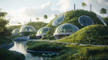 A 3D-rendered eco-hub where waste is converted into energy through advanced sustainable technology