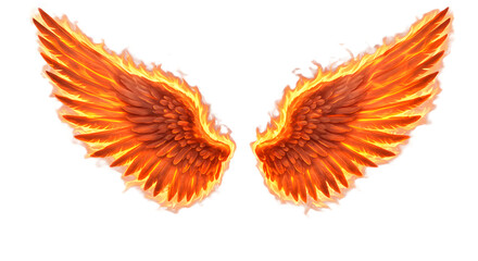 Obraz premium angel fire wings isolated on white or transparent png