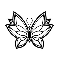 black and white butterfly vector on the white background