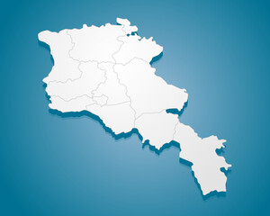 Creative map country Armenia divided on regions