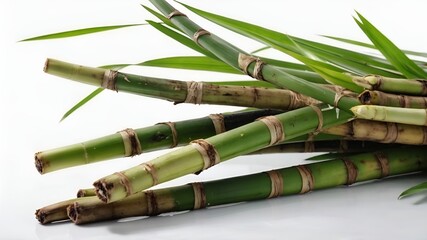 Fototapeta premium Close up Sugarcane sticks on white background.