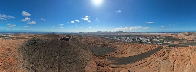 Tenerife island aerial panoramic landscape  in Canary Islands, Spain, showing scenic volcanic...