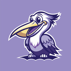 Obraz premium Cute Pelican Cartoon Mascot Design with Simplified Lines for Logo or Illustration