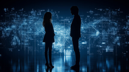 Girl and guy cyber connection future romance